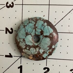 Turquoise and Brown Stone Donut Pendant